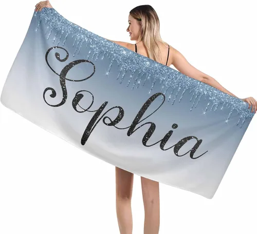 Vista 31 de MyPupSocks Toallas de playa para niñas, toallas personalizadas de teñido anudado con nombres para niños y adultos, toallas de playa personalizadas