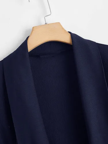 Vista 4 de SOLY HUX Chaqueta tipo chaleco sin mangas con solapa frontal abierta para mujer, talla grande, con cinturón, Negro