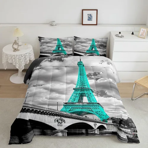 Vista 10 de Feelyou Juego de ropa de cama de sirena suave para niños y niñas, juego de edredón de escamas de peces oceánicos, tamaño individual, edredón