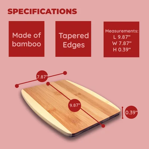 Vista 6 de Tabla de cortar de bambú – Tabla de cortar mediana de 8 x 10 pulgadas para preparación diaria Bambú duradero y sostenible Ideal para frutas