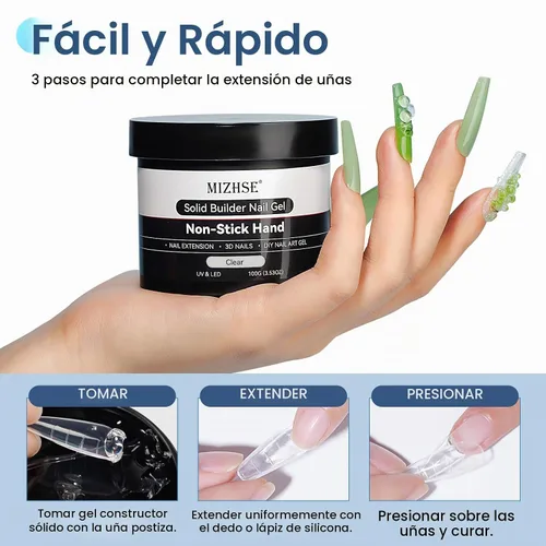 Vista 4 de MIZHSE - Gel constructor sólido para uñas, 3.53 oz, gel para esculpir 3D transparente para uñas 3.53 oz transparente