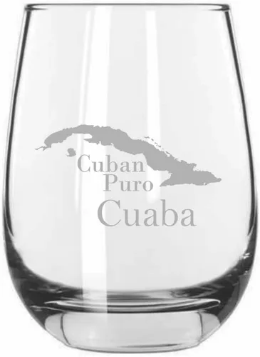 Vista 14 de Bolivar - Vaso de vino sin tallo con temática de cigarro cubano grabado de 15.25 onzas