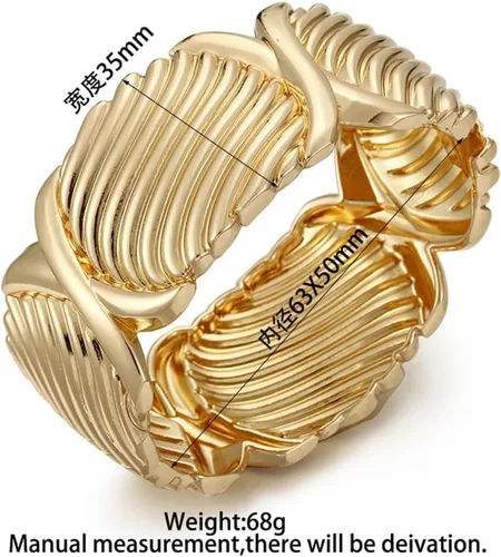 Vista 2 de LENDPLEX Brazalete de oro para mujer, chapado en oro de 18 quilates, ancho, grueso, punk, martillado, irregular, eslabones de serpiente, pulsera