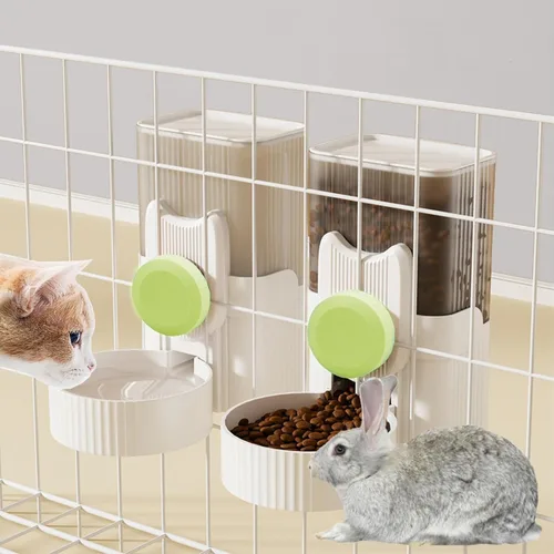 Vista 10 de kathson Juego de alimentador automático de gravedad de conejo, 35 onzas, dispensador automático de agua para alimentos, jaula para conejo Azul