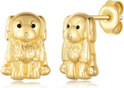 Vista 9 de Aretes de plata de ley 925, diseño de perro corgi/perro salchicha/perro perrito kawaii, regalos para mujeres, amantes de los perros