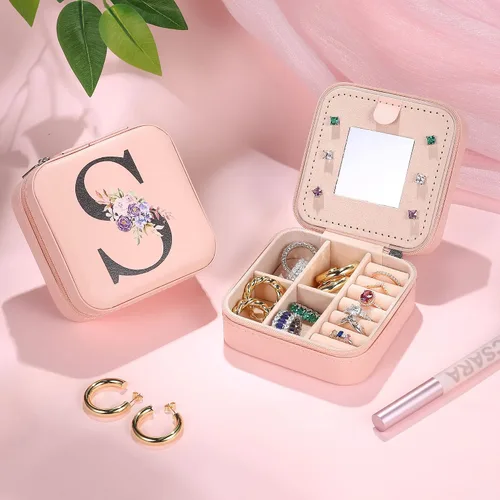 Vista 6 de Parima Joyero de viaje, organizador de joyas, pequeño estuche de viaje para mujer, mini joyero de viaje, estuche de joyería de viaje, estuche