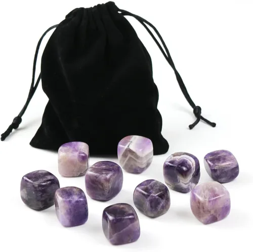Vista 3 de 10 paquetes de piedras y cristales cuadrados pulidos de amatista natural, cristales y piedras curativas de cuarzo a granel para Wicca, Reiki