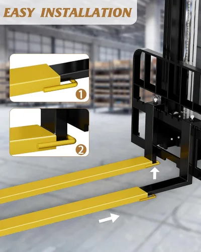 Vista 5 de Extensiones de horquilla de palé para carretillas elevadoras, extensiones de carretilla elevadora de acero resistente, 1 par para carretilla Amarillo