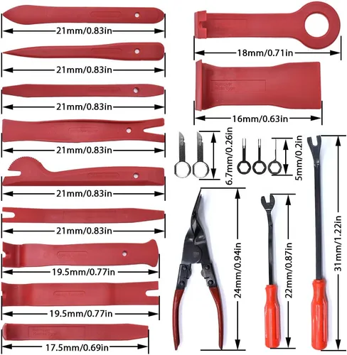 Vista 2 de Herramienta de extracción de molduras de 19 piezas, juego de herramientas de reparación de alicates de clips automáticos, kit de reparación