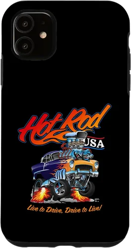 Vista 8 de Hotrod USA Design Classic Retro Muscle Car Dragster Cartoon Case for iPhone 17