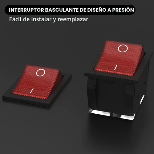 Vista 4 de DaierTek Interruptor basculante de 12 V 30 A 4 pines LED rojo iluminado interruptor de palanca basculante DPST resistente 30 Amp 12 voltios