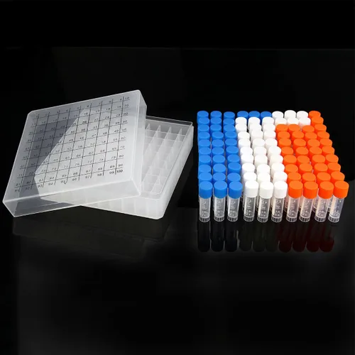 Vista 5 de 100 piezas viales pequeños de plástico de 2ml con tapas de rosca, tubos de muestra, criotubos, material PP, libre de DNasa, RNasa, ADN humano