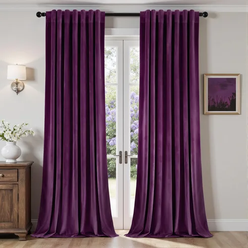 Vista 12 de EMEMA Cortinas de terciopelo negro, 2 paneles de 40 x 63 pulgadas de largo, bolsillo trasero para barra