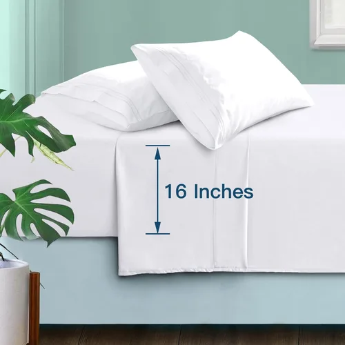 Vista 163 de Manyshofu Juego de sábanas de tamaño individual con bolsillos extra profundos, sábanas y fundas de almohada de 1800 hilos de lujo para hotel, juego