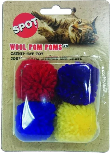 Vista 3 de CatNip pompones de lana, paquete de 4, Color Variado