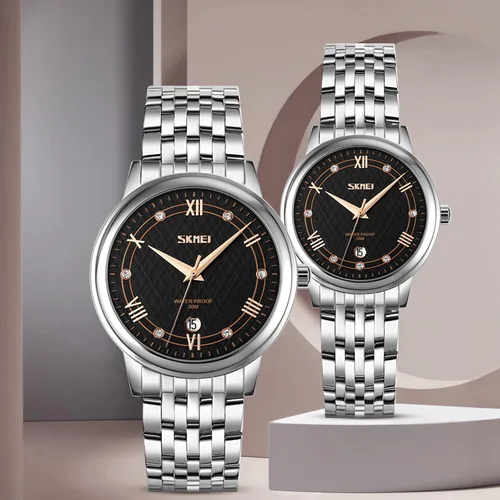 Vista 7 de SKMEI Relojes para mujer, mujer, vestido de acero inoxidable, de lujo, clásico, de moda, analógico, de cuarzo, impermeable, simple día, cita