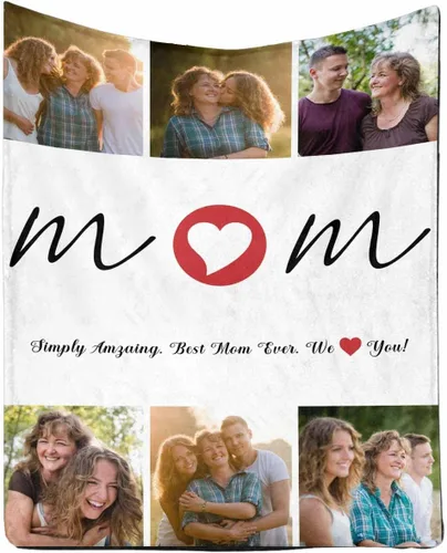 Vista 16 de InterestPrint Regalos personalizados para mamá, manta personalizada con fotos y fotos familiares, regalos de cumpleaños para el día de la madre