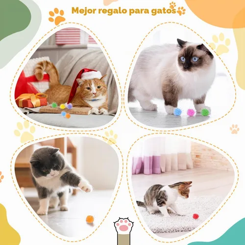 Vista 7 de DF DUALFERV 30 bolas de pompones de gato, 1.5 pulgadas, multicolor