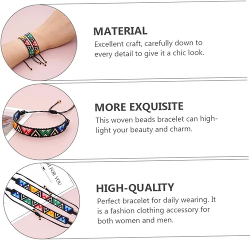 Vista 2 de KESYOO Muñequeras para mujer, pulseras geométricas de cuentas, pulseras ajustables para mujer, pulsera para dijes, pulsera dorada ajustable, pulsera