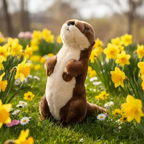Vista 5 de Animal de peluche de nutria de río de The Petting Zoo de pie, regalos para niños, animales salvajes del zoológico, juguete de peluche de nutria