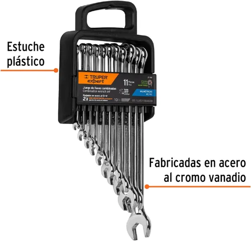 Vista 2 de TRUPER JC-11M - Juego de llaves combinadas, 11 piezas, pulidas