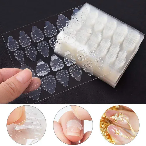 Vista 6 de Mwellewm 240 piezas de 10 hojas de pegamento de uñas de doble cara para uñas a presión, puntas de uñas postizas impermeables y transpirables
