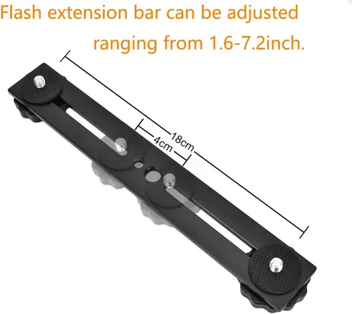 Vista 3 de Soporte de flash dual 8in/20.3cm Soporte de trípode de montaje de cámara con tornillo de 1/4 soporte de luz de flash para micrófono de luz LED 3D