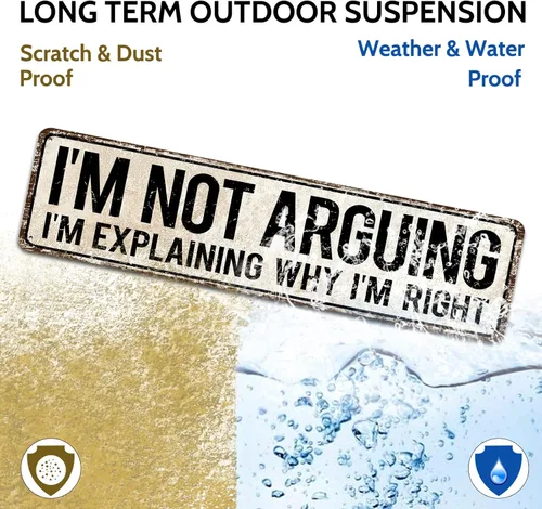 Vista 5 de Cartel de hojalata vintage de 4 x 16 pulgadas con texto en inglés "I'm Not Arguing, I'm Explaining Why I'm Right