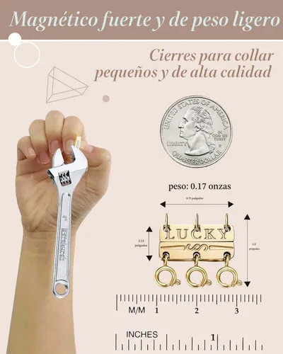 Vista 3 de OHINGLT Separador de cierres de capas para collar de la suerte, apilable, chapado en oro de 14 quilates y plata, múltiples cierres de collar