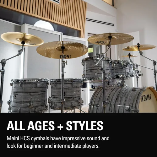 Vista 6 de HCS - Platillos Hihats (Hi Hat) para batería de 15 pulgadas, pares, fabricados en Alemania, latón medio tradicional, 2 años de garantía