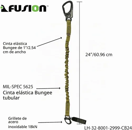 Vista 3 de Fusion Climb Retention Lanyard with Snap Hook and Shackle - Helo Personal