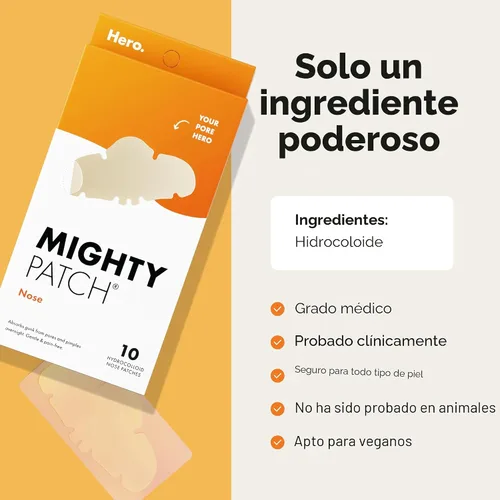 Vista 6 de Mighty Patch Nose Parches para Espinillas de Hero Cosmetics, Tiras de Poros Hidrocoloide Grandes, Aprobadas por Dermatólogos, de Noche, Adhesivos