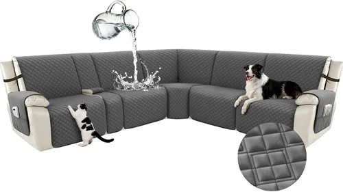 Vista 91 de Arfntevss Fundas para sofá seccional reclinable para sofá seccional en forma de L, funda antideslizante lavable para sofá reclinable con forma de L
