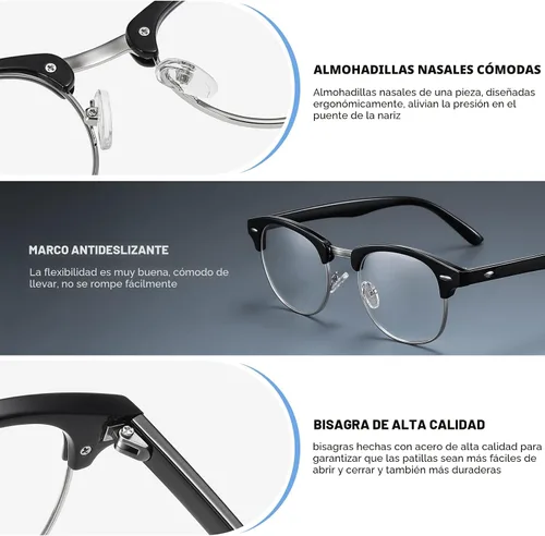 Vista 4 de Blue Light Blocking Glasses Anti Eyestrain Computer Gaming Glasses Vintage Half Frame UV Clear Lens for Women Men