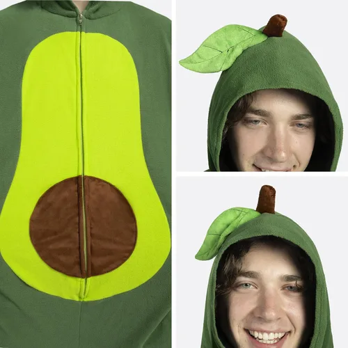 Vista 4 de Spooktacular Creations Pijama unisex de aguacate para adultos con sombrero para disfrazarse, juego de rol, disfraz de Halloween, color verde