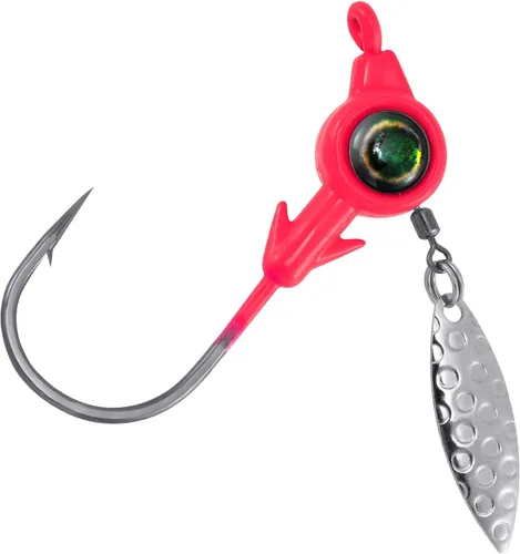 Vista 9 de Dr.Fish Paquete de 10 jigs Underspin Jigs Heads 3D Eye Freshwater Swimbait Jig Freshwater Bass Walleye Fishing Mustad Hooks Sauce Blade 1/8oz