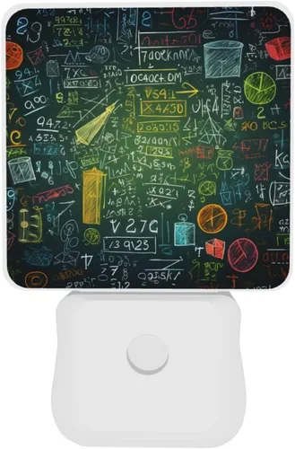 Vista 8 de Paquete de 2 luces LED de noche enchufables con preguntas matemáticas, luces nocturnas enchufables a la pared, lámpara de noche moderna con sensor