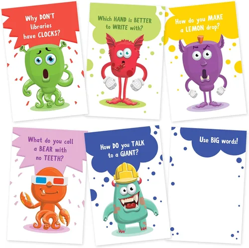 Vista 4 de Monster Jokes - Tarjetas para niños con sobres, 30 tarjetas postales divertidas de doble cara de 6 x 4 con sobres