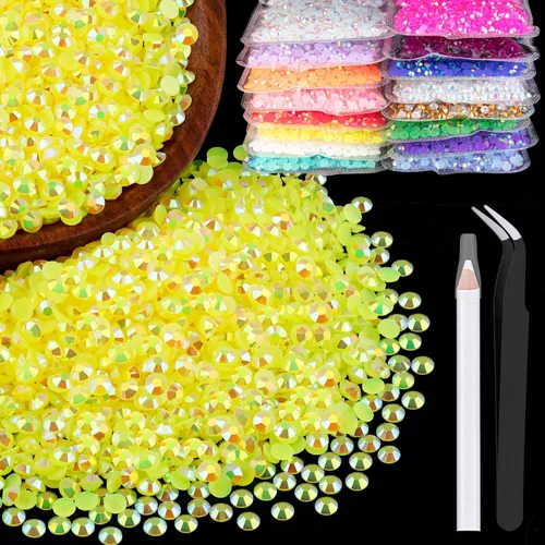 Vista 54 de 5000 piezas de 2mm de strass de resina a granel, strass de gel negros con parte posterior plana y redonda para embellecer sin termoadhesión, gemas