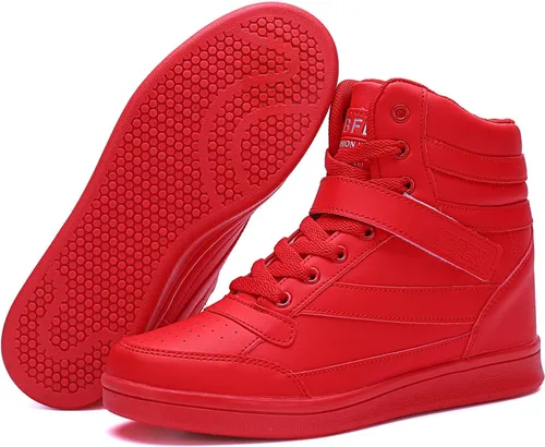 Vista 2 de UBFEN Zapatos deportivos para mujer, con soporte de tobillo alto, color vibrante, tacón de cuña oculto, retro, de los años 80, para niñas, cosplay
