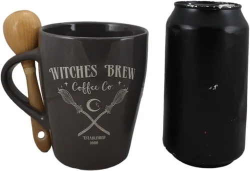 Vista 6 de Ebros Gift Wicca - Juego de tazas y cucharas de cerámica con mango de cuchara y taza de café de 15 onzas