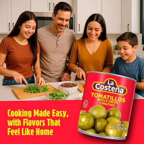 Vista 3 de La Costeña Tomatillos enlatados para comida mexicana, salsa de tomatillo, salsa verde, salsa de enchilada verde, salsa de tacos, Pico de Gallo