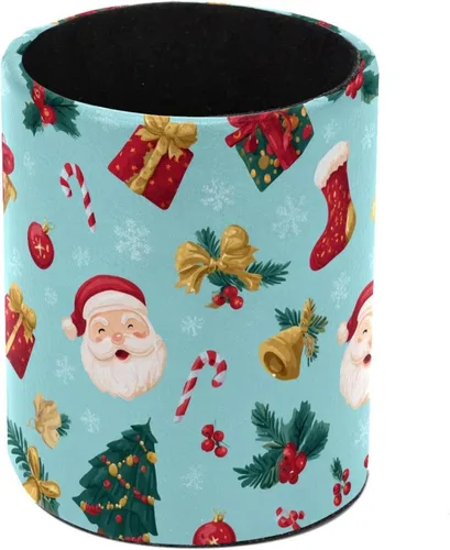 Vista 12 de Taza de PVC para escritorio, bastones de caramelo de Papá Noel rojo para organizador de bolígrafos de escritorio, soporte para brochas de maquillaje