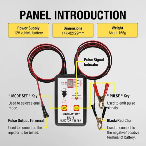 Vista 4 de All-sun comprobador para inyector de combustible, auto diagnóstico, 4 modos de pluse 12 V