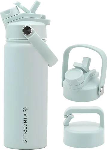 Vista 29 de Botella de agua de acero inoxidable de 32 onzas con tapa 2 en 1, botella de agua aislada al vacío de triple pared, a prueba de fugas, asa