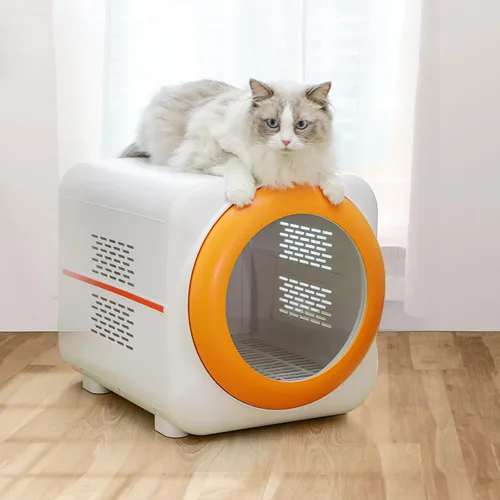 Vista 7 de Caja secadora para mascotas con LED, 30 millones de iones negativos y multifunción, automático eficiente de 360° y caja completa para gatos, perros