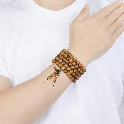 Vista 53 de Mala Beads Pulsera 108 0.315 in Meditación Sándalo Elástico..