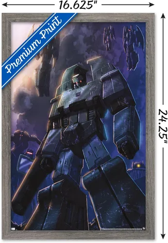 Vista 3 de Trends International Hasbro Transformers - Póster de pared Decepticons, 14.725 x 22.375 pulgadas, versión enmarcada de madera de granero