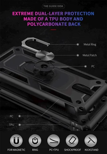 Vista 3 de TJS Funda para teléfono compatible con Samsung Galaxy J7, funda protectora magnética con anillo de metal (azul)