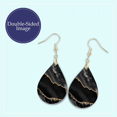 Vista 34 de Dangle Earrings for Women Colorful Dangling Drop Statement Jewelry Printed MDF Wood Teardrop Double Side Print Handmade by The Painted Pug